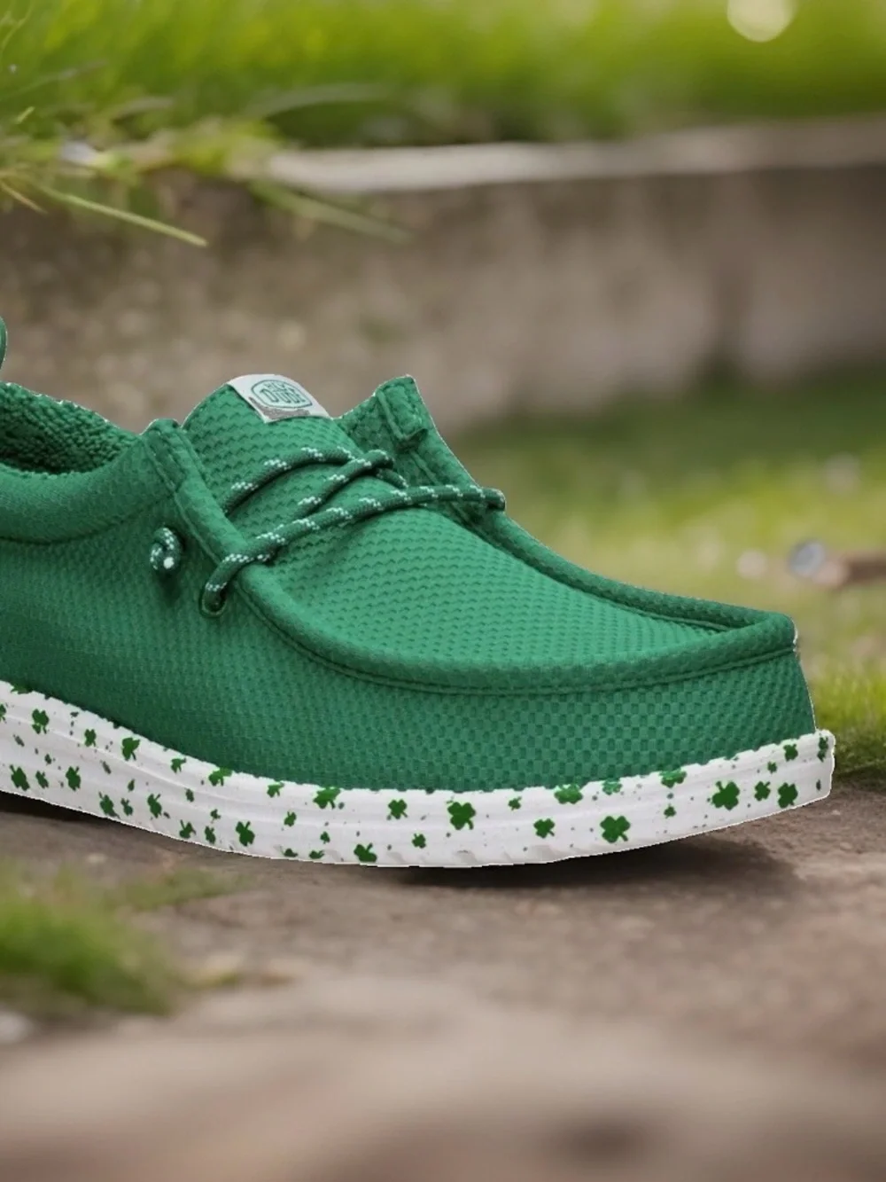 ☘️ Hey Dude Size 11 Men’s Green Shamrock Slip-On Loafers with White Sole